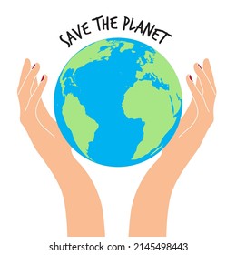 Happy earth day. Hands holding globe, earth.
