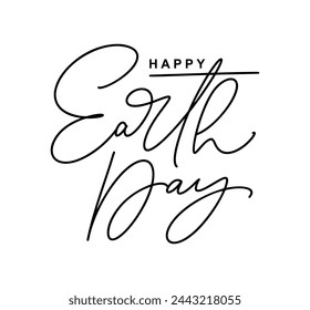 Happy Earth Day handwritten lettering text logo. Typography calligraphic design for greeting cards and poster template celebration. Vector illustration