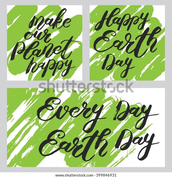 Happy Earth Day Handwritten Lettering Vector Stock Vector Royalty