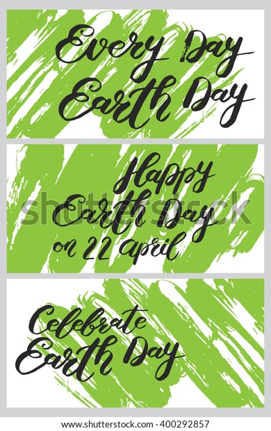 Happy Earth Day Handwritten Lettering Vector Stock Vector Royalty