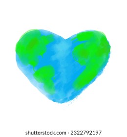 Happy Earth Day! heart eco for social poster watercolor on white background, vector