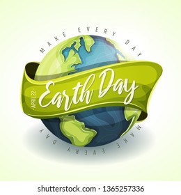 Happy Earth Day Holiday Banner/ Illustration of a happy earth day banner, for environment safety celebration