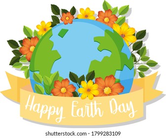 Happy earth day icon illustration
