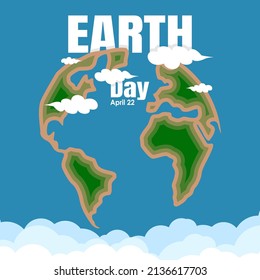 Happy Earth Day. Illustration of a happy earth day background. World map background vector illustration