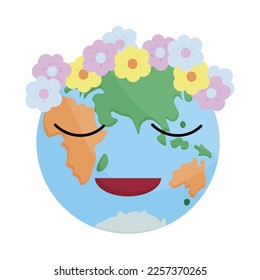 Happy Earth Day. Illustration in cartoon flat style