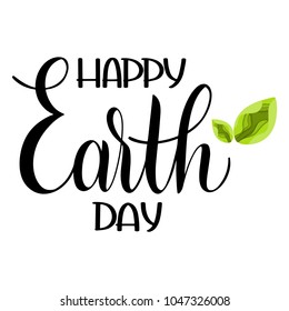 Happy Earth Day Lettering. Hand Drawn Text. Papercut