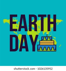 Happy Earth Day Lettering Illustration for print, poster, greeting, celebration. Grunge vintage save planet concept. Vector