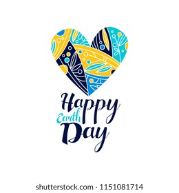 Happy Earth Day logo, creative template for greeting card, invitation, poster, banner, t-shirt design vector Illustration on a white background