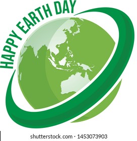 Happy Earth Day logo design.Save earth logo.Earth globe symbol wrapped in the leafs. Vector Earth Day card