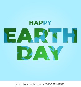 Happy Earth Day. Earth Map Enclosed Within Text. earth day concept, 22 April 