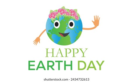 Happy Earth Day observed every year in April. Template for background, banner, card, poster with text inscription.