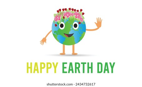 Happy Earth Day observed every year in April. Template for background, banner, card, poster with text inscription.