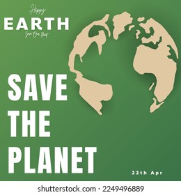 Happy Earth Day on green  background ,for March 22 , Vector illustration EPS 10