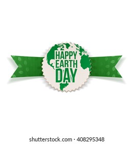 Happy Earth Day paper Label and festive Ribbon