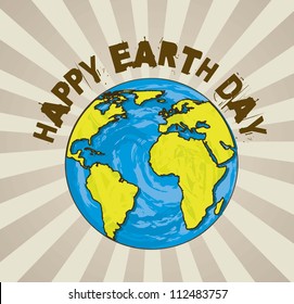 happy earth day with planet cartoon. vector illustration