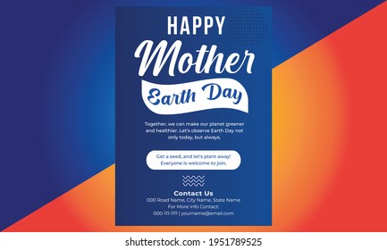 Happy Earth Day Poster Design, Make everyday earth day, Earth Day Eco Green Vector Flyer Design, Earth day brochure or poster vector template. 