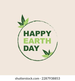 Happy Earth Day Poster with Text and Leaves, Environmentalist Campaign, Premium Vector