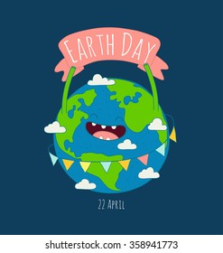 Happy Earth day poster. Vector illustration. Use for card, poster, banner, web design and print on t-shirt. Easy to edit.