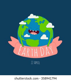 Happy Earth day poster. Vector illustration. Use for card, poster, banner, web design and print on t-shirt. Easy to edit.