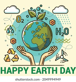 HAPPY EARTH DAY SAVE THE EARTH GRAPHIC VECTOR