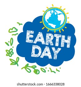 Happy Earth Day. Save Planet. World Environment Day concept. Green Eco Earth. Globe vector illustration. World map on heart shape. Woman and man flying holding on to the heart balloon.