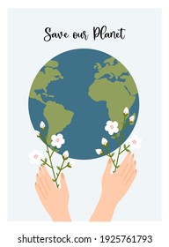 Happy Earth Day. Save the planet Vector eco illustration for social poster, banner or card on the theme of saving the planet. Make everyday earth day