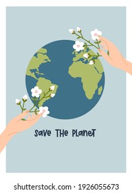 Happy Earth Day. Save the planet Vector eco illustration for social poster, banner or card on the theme of saving the planet. Make everyday earth day