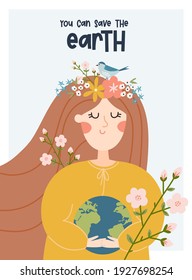 Feliz Día de la Tierra. Salvar el planeta Vector ilustración ecológica para afiche social, pancarta o tarjeta sobre el tema de salvar el planeta. Hacer del día de la tierra un día cualquiera