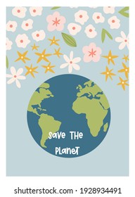 Happy Earth Day. Save the planet Vector eco illustration for social poster, banner or card on the theme of saving the planet. Make everyday earth day