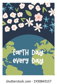 Happy Earth Day. Save the planet Vector eco illustration for social poster, banner or card on the theme of saving the planet. Make everyday earth day