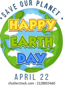 Happy Earth Day typography design poster  illustration