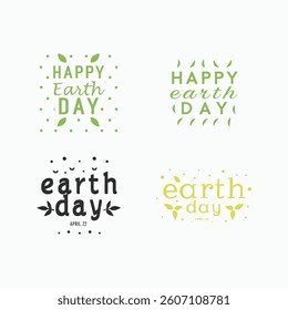 Happy Earth Day Typography - Elegant Eco-Friendly Design vector art illustration on white a background.