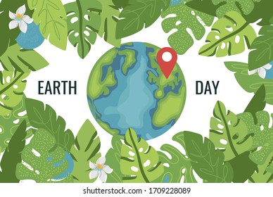 Happy Earth Day Vector Banner/ Illustration of a happy earth day for environment safety celebration.  Earth day concept fot every location.