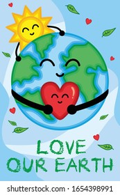 Happy Earth Day! Vector eco illustration for social poster, banner or card on the theme of saving the planet. Make everyday earth day