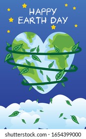 Happy Earth Day! Vector eco illustration for social poster, banner or card on the theme of saving the planet. Make everyday earth day