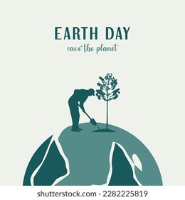 ¡Feliz Día de la Tierra! Ilustración ecológica vectorial para afiche social, pancarta o tarjeta sobre el tema de salvar el planeta. Hacer de la tierra un día a día