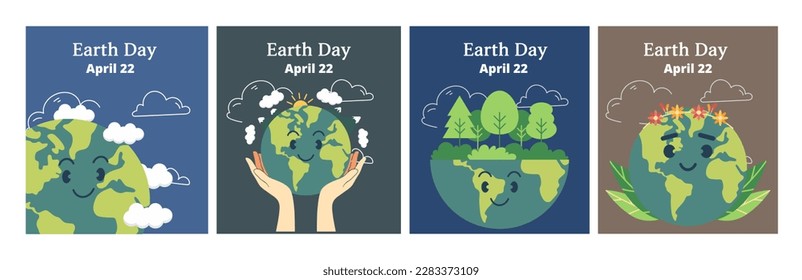 Happy Earth Day! Vector eco illustration for social poster, banner or card on the theme of saving the planet. Make everyday earth day