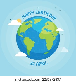 Happy Earth Day. Vector eco illustration for social poster, banner or card greeting. Vector illustration. Earth day concept.Modern cartoon flat style illustration