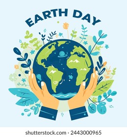 Happy Earth Day! Vector eco illustration for social poster, banner or card on the theme of saving the planet.
