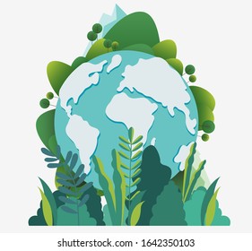 Happy Earth day vector illustration. Eco friendly ecology concept