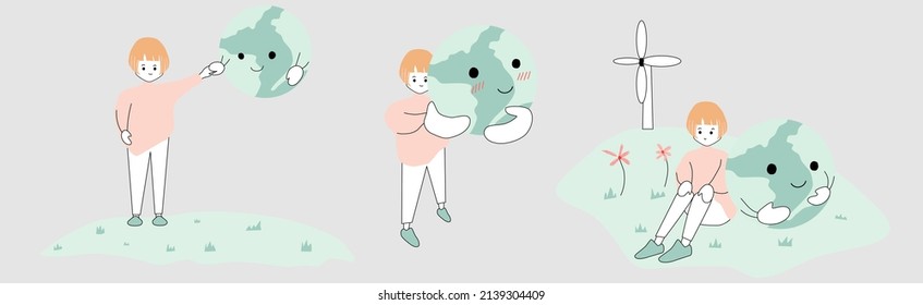 Happy Earth Day. Vector illustration. Save the world.