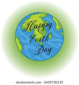 Happy Earth Day vector illustration with globe on light green background .design for celebrations and greeting cards with elegant typography. care about the earth. April 22.  Eps10