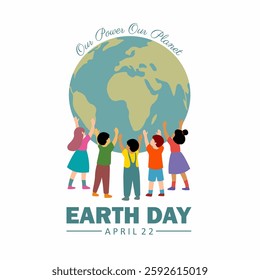 Happy Earth Day! Vector illustration for social poster, banner or card on the theme Our Power, Our Planet.