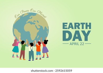 Happy Earth Day! Vector illustration for social poster, banner or card on the theme Our Power, Our Planet.