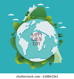 Happy Earth day vector illustration. Eco friendly ecology concept