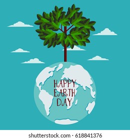 Happy Earth day vector illustration. Eco friendly ecology concept