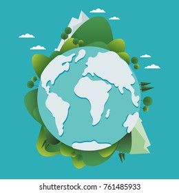 Happy Earth Day Vector Illustration. Eco Friendly Ecology Concept