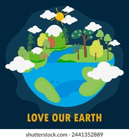 Feliz Día de la Tierra símbolo de ilustración vectorial.Salvar la tierra.Ambiental salvar la naturaleza.