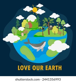 Happy Earth Day vector ilustration symbol.Save th Earth.Enviromental save the nature.