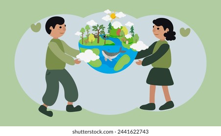 Happy Earth Day vector ilustration symbol.Save th Earth.Enviromental save the nature.